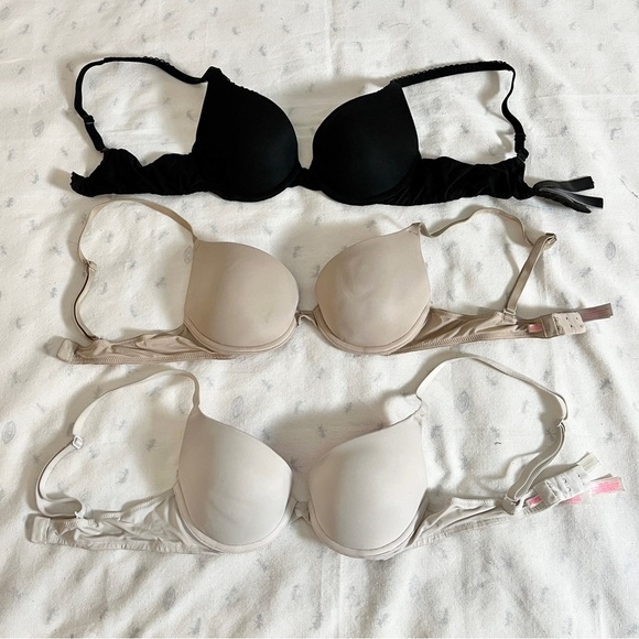 Lot of 3 Victoria's Secret Slightly Padded Bras + 1 Free NWT Thong - Size 32B - Picture 2 of 16